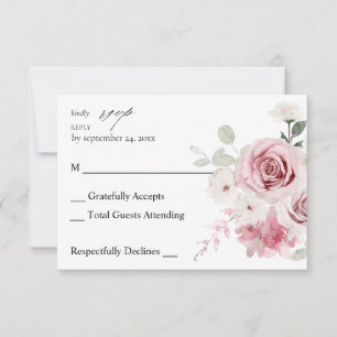 Rosa Rubor y Floral de Eucalipto sin RSVP de comid