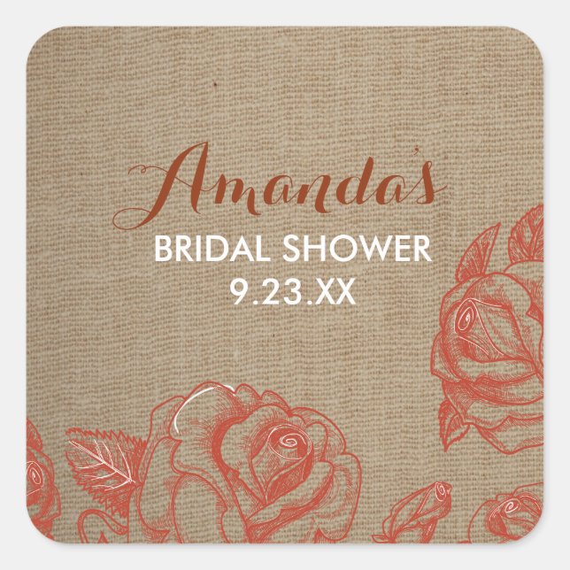 Rosa Rústico Caída Pegatinas (Anverso)