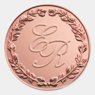 Rosa Sello para sobres de lino Faux Monograma Pe