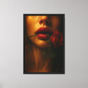 Rosa sensual levanta arte de lienzo femenino