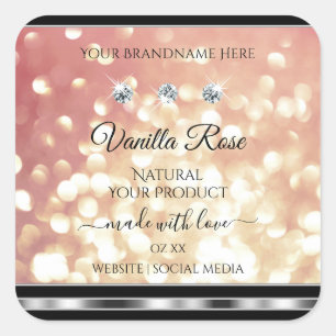 Rosa Shimmery Purpurina de oro Etiquetas de produc
