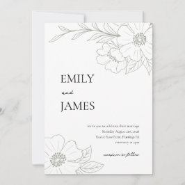Rosa silvestre invitación a matrimonio simple en s
