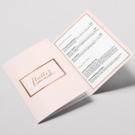 Rosa simple Salon Lash dorado Folleto rosa