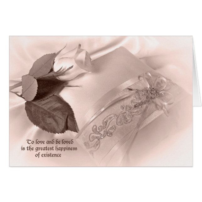 rosa sobre almohada de boda satinado (Anverso (Horizontal))