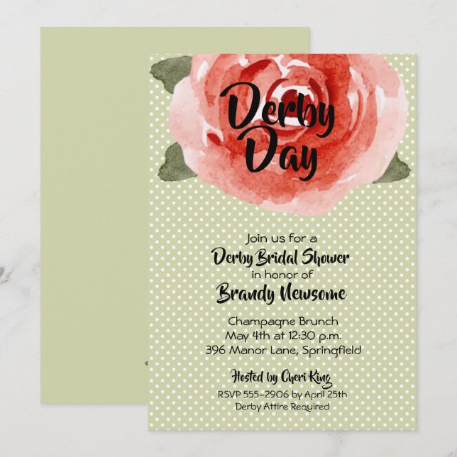 Rosa sobre invitaciones a duchas de novias de Lime (Anverso / Reverso)