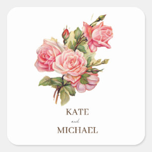 Rosa suave con etiqueta de regalo de Boda floral v