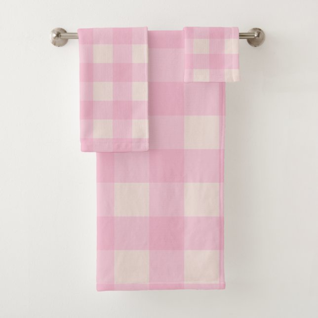 Rosa suave y cuadros gingham de búfalo blanco (In situ)