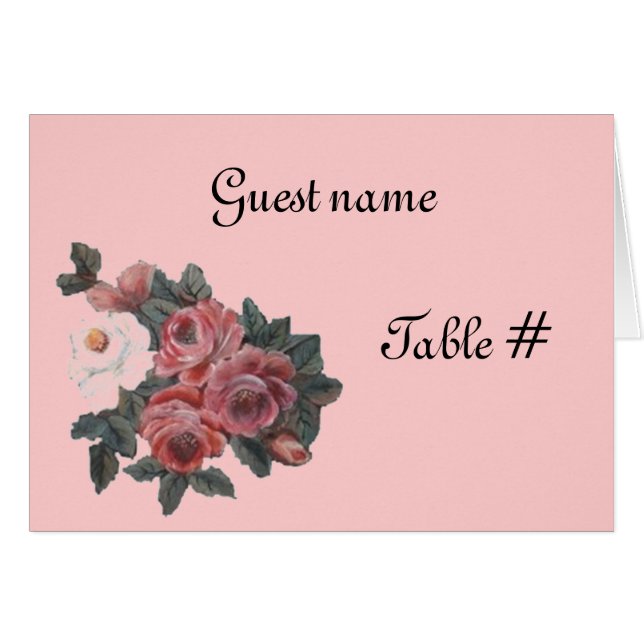 Rosa - tarjeta de lugar boda (Anverso (Horizontal))