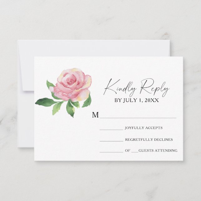 Rosa - Tarjeta de respuesta de boda (Anverso)