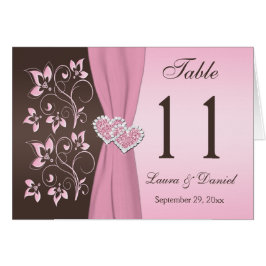 Rosa, tarjeta unida floral del número de la tabla