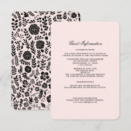 Rosa | Tarjetas de detalles de Bodas florales negr