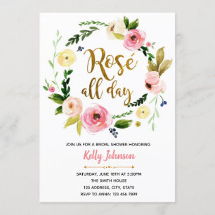 Rosa todo el día, invitación a la ducha de novia