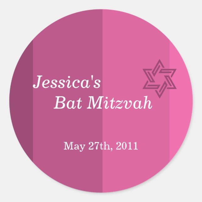 Rosa tonal Bat Mitzvah Pegatina (Anverso)