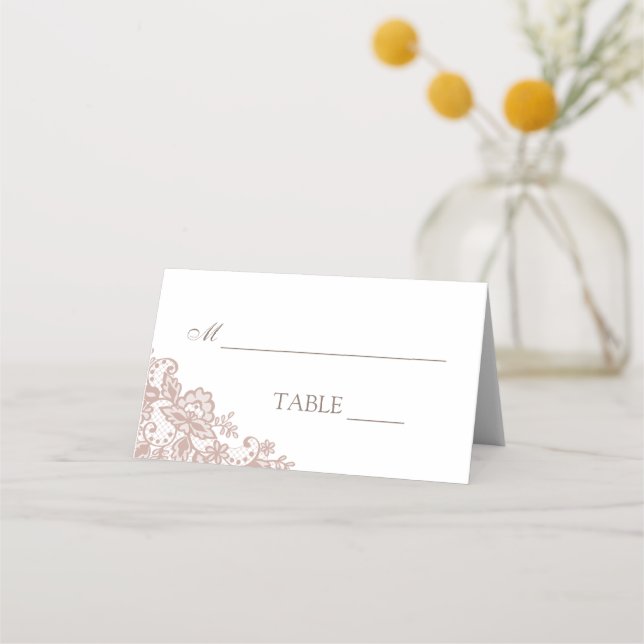 Rosa turbio boda encaje románticas tarjetas de lug (Anverso)