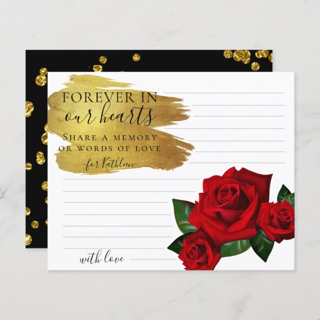 Rosa turco rojo comparte tarjeta de funeral de mem (Anverso / Reverso)