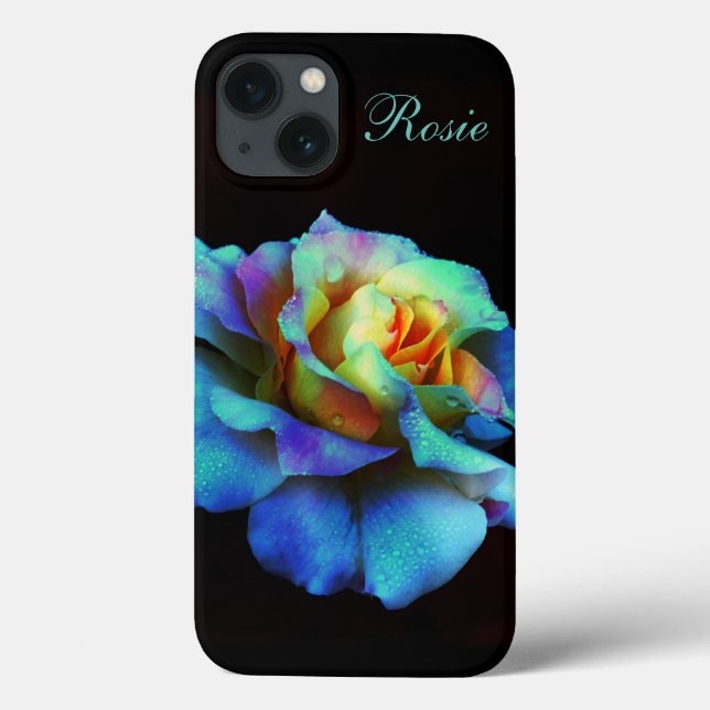 Rosa Turquoise Pastel Arcoiris iPad Mini funda (Reverso)