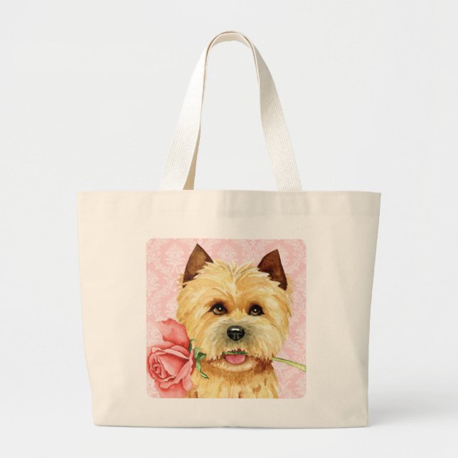 Rosa Valentine Cairn Terrier Gran Bolsa De Tote (Frente)
