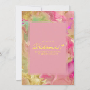 Rosa, verde, dorado, mármol en invitaciones