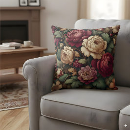 Rosa Vintage Cojín decorativo Patrón floral oscuro