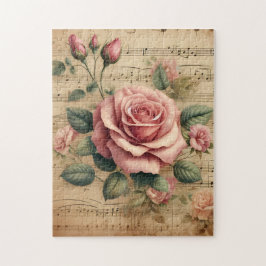 Rosa Vintage en Partitura 252 Piezas Rompecabezas