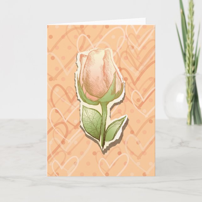 Rosa vintage, tarjeta de felicitación (Anverso)
