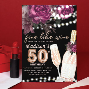 Rosa Wine Luxury Invitación a los 50 años