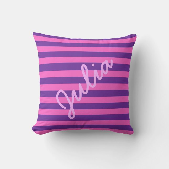 Rosa y almohada rayada púrpura (Anverso)