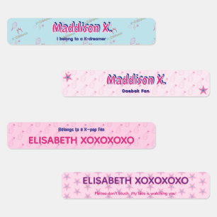 Rosa y azul etiquetas de nombre personalizadas Kdr
