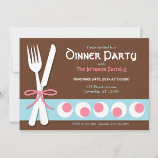 Rosa y azul marrón - Invitación a la cena de tened