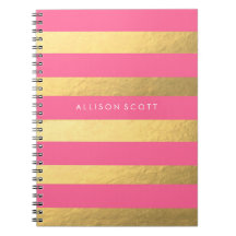 Rosa y cuaderno personalizado oro