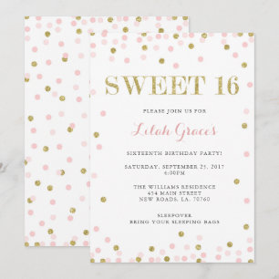 Rosa y dulce del oro 16 invitaciones del