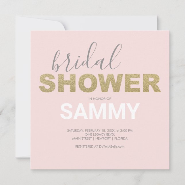 Rosa y Faux Gold xo Bridal Shower (Anverso)
