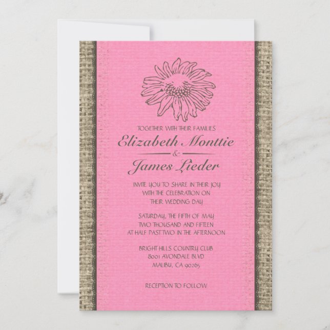 Rosa y invitaciones de la boda del cordón del (Anverso)