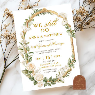 Rosa y Lirio Blanco Aún Celebramos Invitación de A