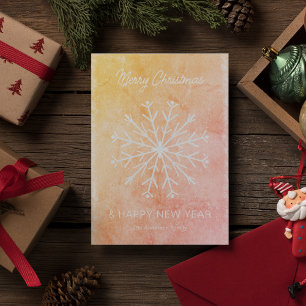 Rosa y Naranja Feliz Navidad Año Nuevo Copo de Nie