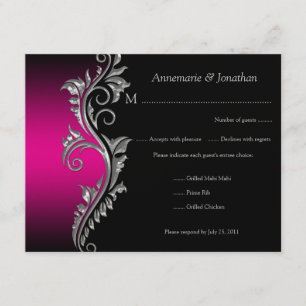Rosa y negro vintage con RSVP de Swirl Plateado