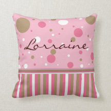 Rosa y personalizar de la almohada de Brown