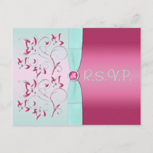 Rosa y postal de la aguamarina R.S.V.P.