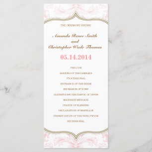 Rosa y programa floral de la boda del oro