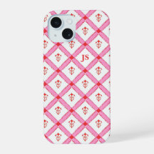 Rosa y Rojo Femenino con Patrón e Iniciales
