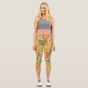 Rosa y Rosa por William Morris Capri Leggings