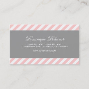 Rosa y tarjeta de visita gris de las rayas de la