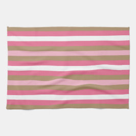 Rosa y toalla de cocina rayada de Brown