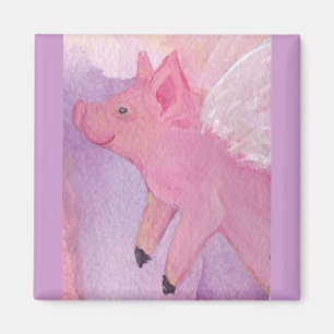 Rosado el imán del cuadrado del cerdo del vuelo