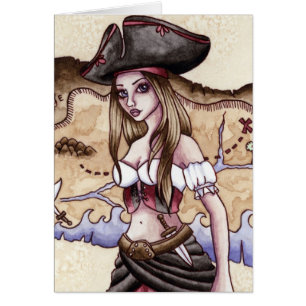 Rosalía - tarjeta del pirata del mapa del tesoro