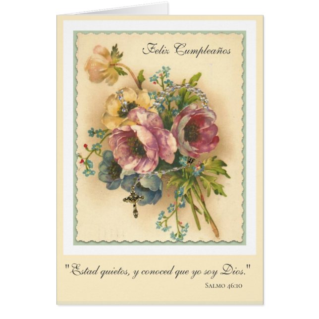 Rosario Floral Español Cumpleaños Escritura Religi (Frente)