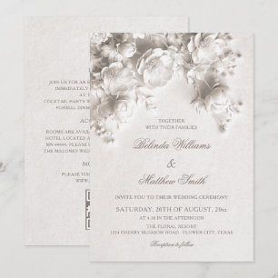 Rosas 3D talladas en marfil Invitación de boda tod