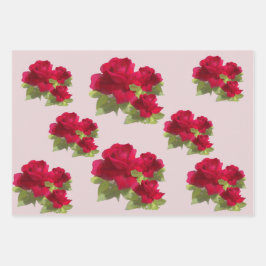 Rosas acuarelas florales Envoltura Papel conjunto
