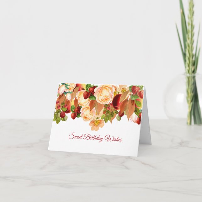 Rosas acuáticos y tarjeta de cumpleaños Berries mi (Anverso)