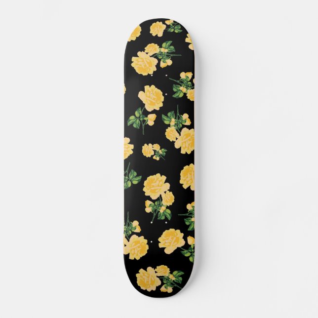 Rosas amarillas en skateboard negro (Anverso)